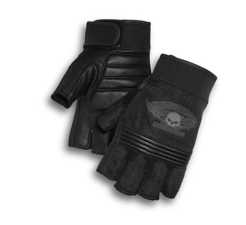 Мотоперчатки мужские Harley-Davidson Men’s Winged Willie G Skull Fingerless Gloves